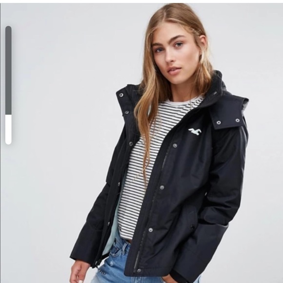 HOLLISTER CALIFORNIA all-weather jacket navy Sz M pink logo - Picture 8 of 14